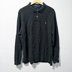 Polo Ralph Lauren Custom Slim Fit Charcoal Grey Long Sleeve Polo XL